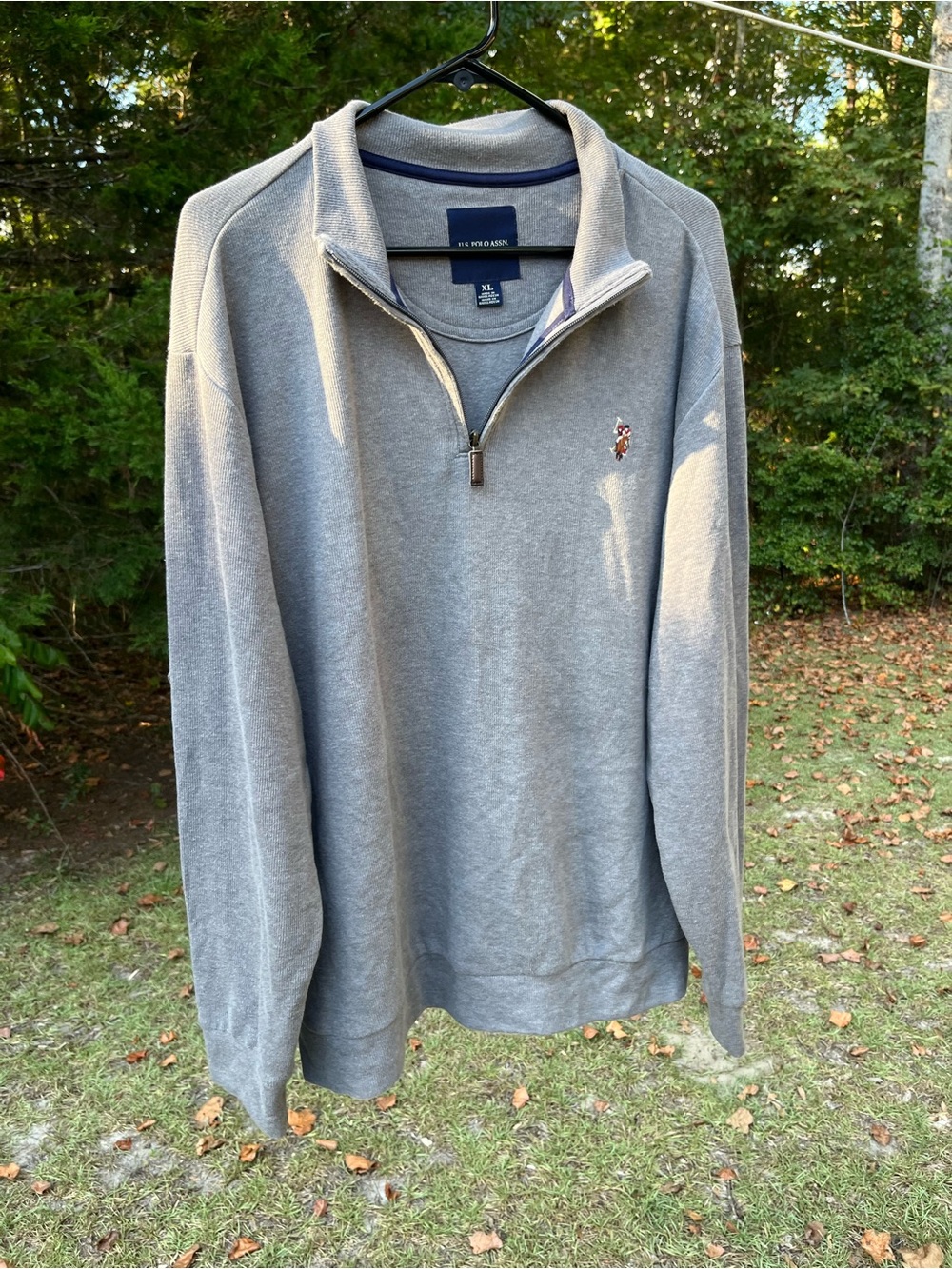 U.S. Polo Assn. Men's Light Gray Quarter-Zip Sweater